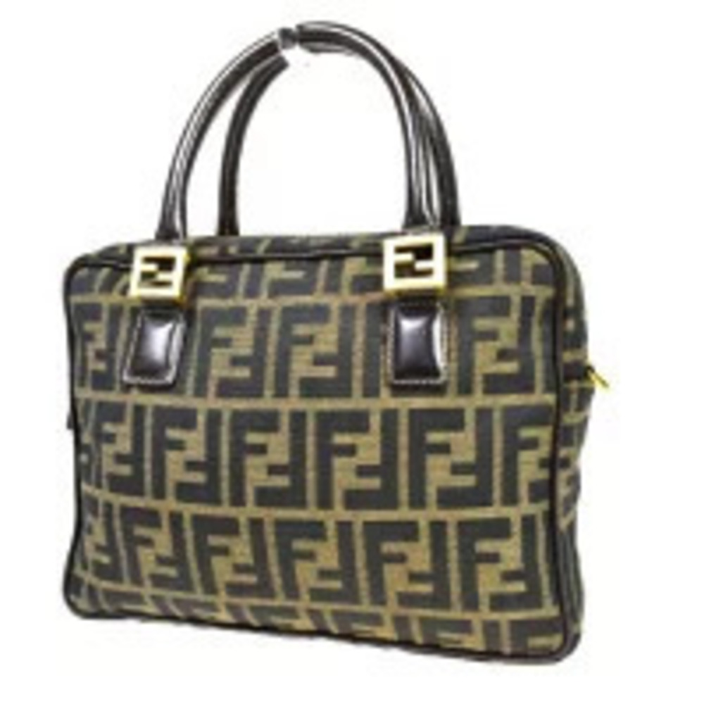 Fendi Zucca Handbag Brown Canvas Leather